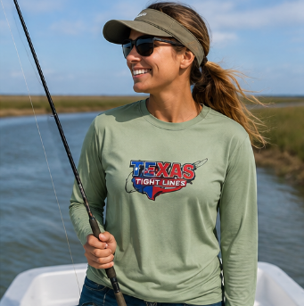 Texas Tight Lines Long Sleeve Shirt | Fishing Logo, State Flag Colors
