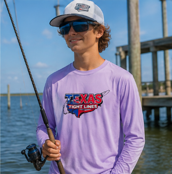 Texas Tight Lines Long Sleeve Shirt | Fishing Logo, State Flag Colors