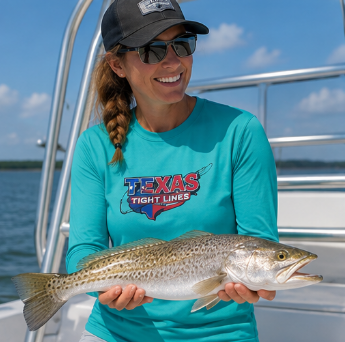 Texas Tight Lines Long Sleeve Shirt | Fishing Logo, State Flag Colors