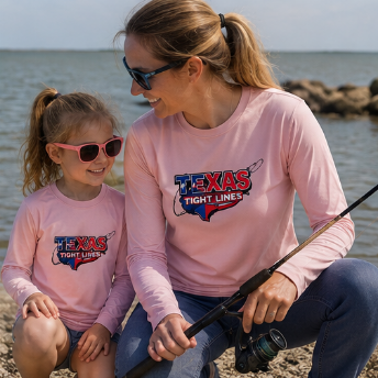Texas Tight Lines Long Sleeve Shirt | Fishing Logo, State Flag Colors
