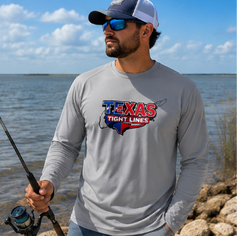 Texas Tight Lines Long Sleeve Shirt | Fishing Logo, State Flag Colors