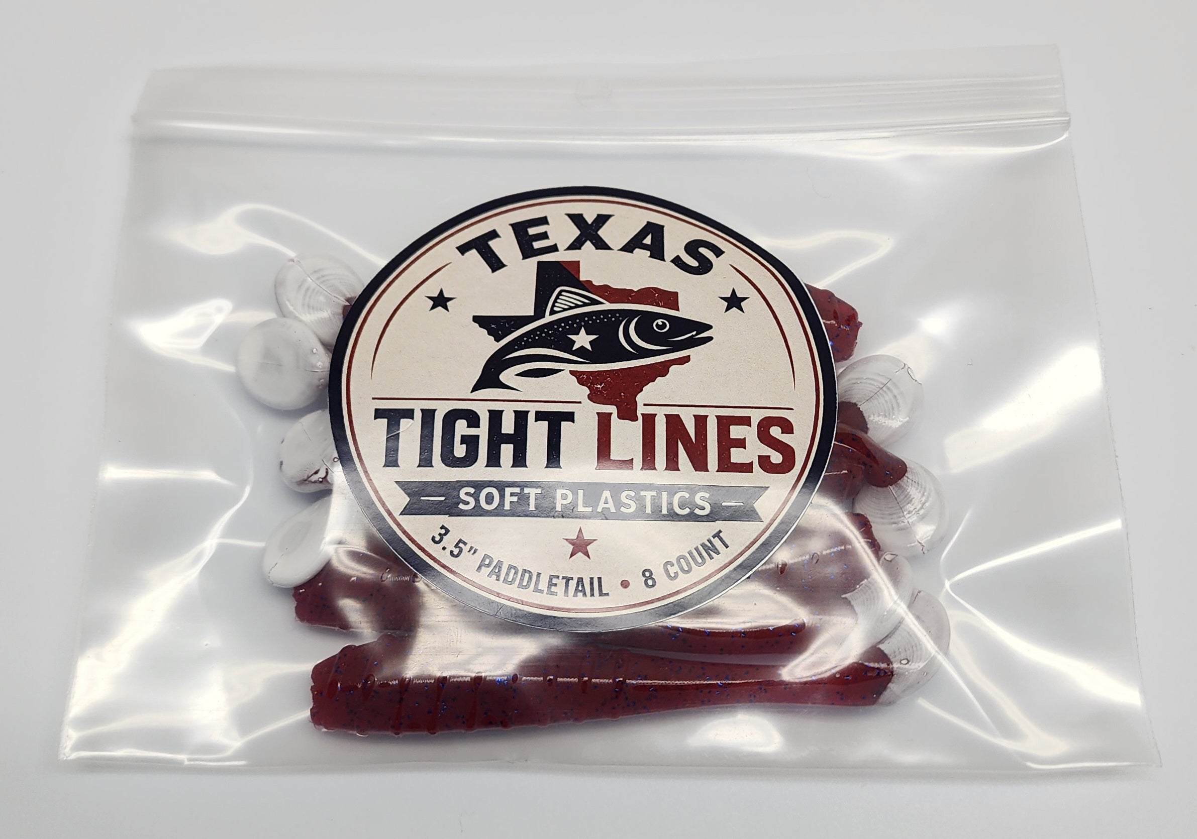 Texas Tight Lines Blood Red 3.5" Paddletail – 8 Pack