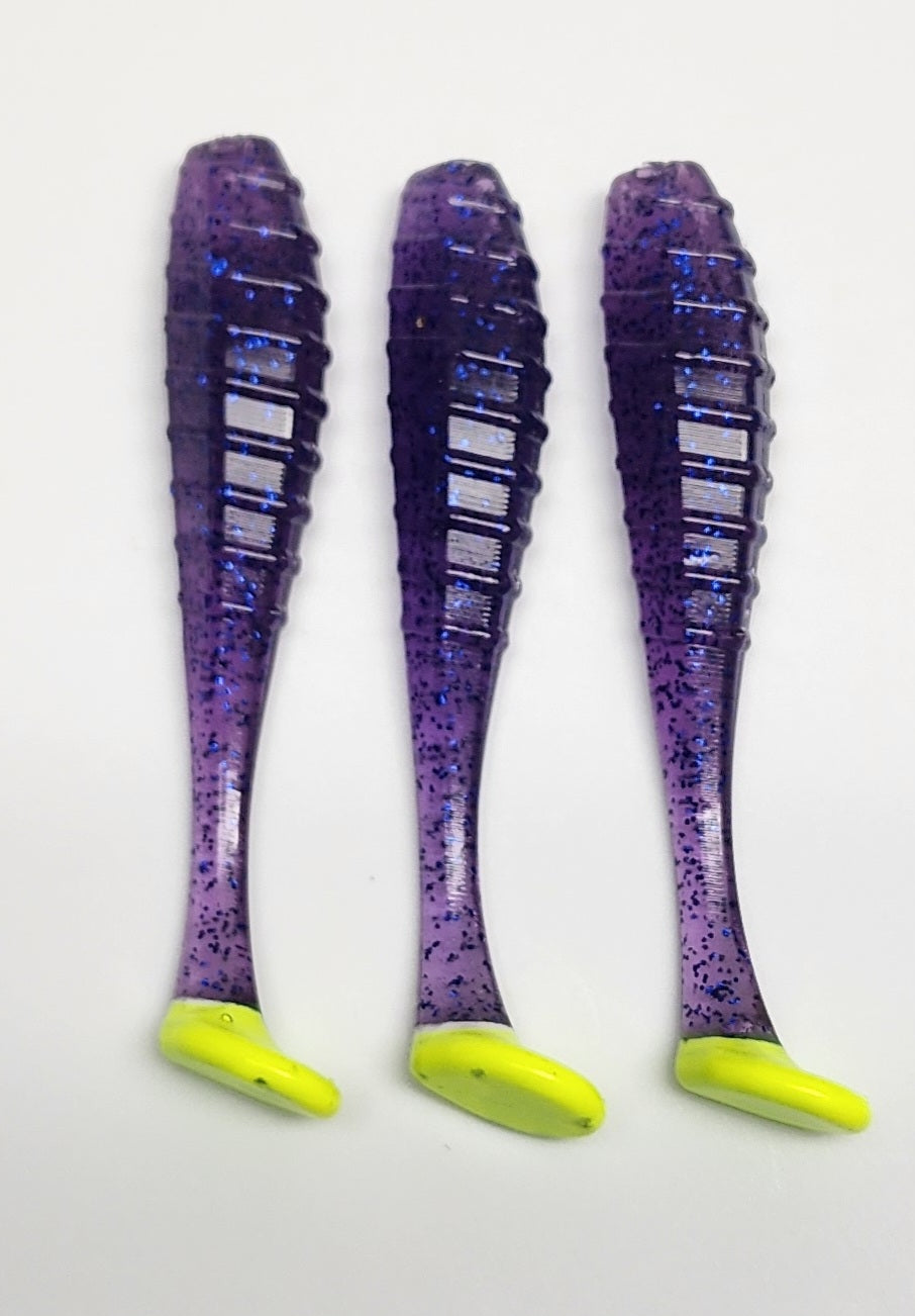 Texas Tight Lines Electric Junebug 3.5" Paddletail – 8 Pack