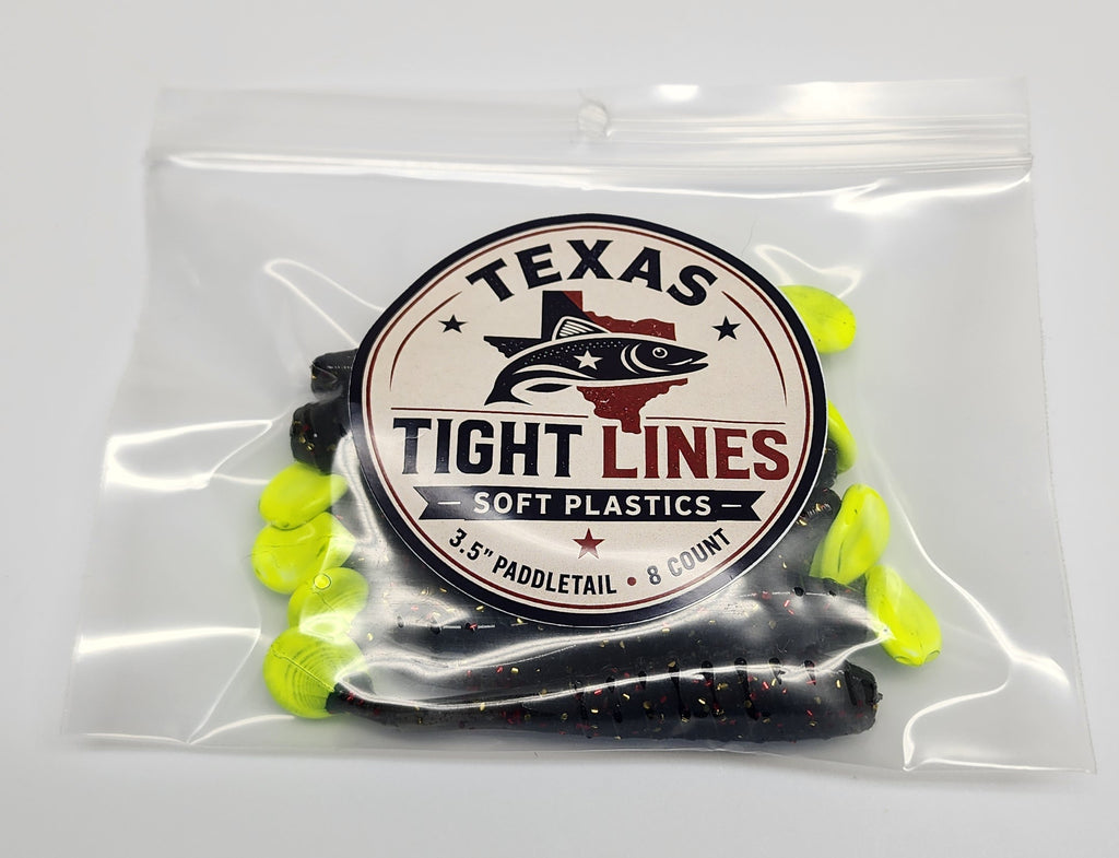 Texas Tight Lines Midnight Striker 3.5" Paddletail – 8 Pack