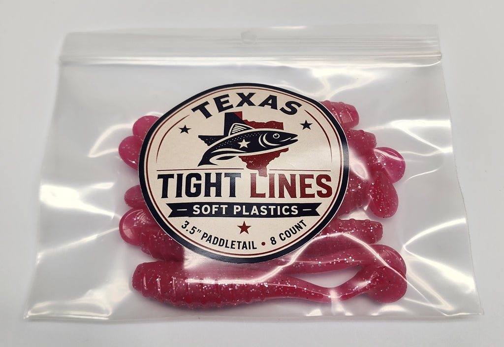 Texas Tight Lines Pink Lady 3.5" Paddletail – 8 Pack