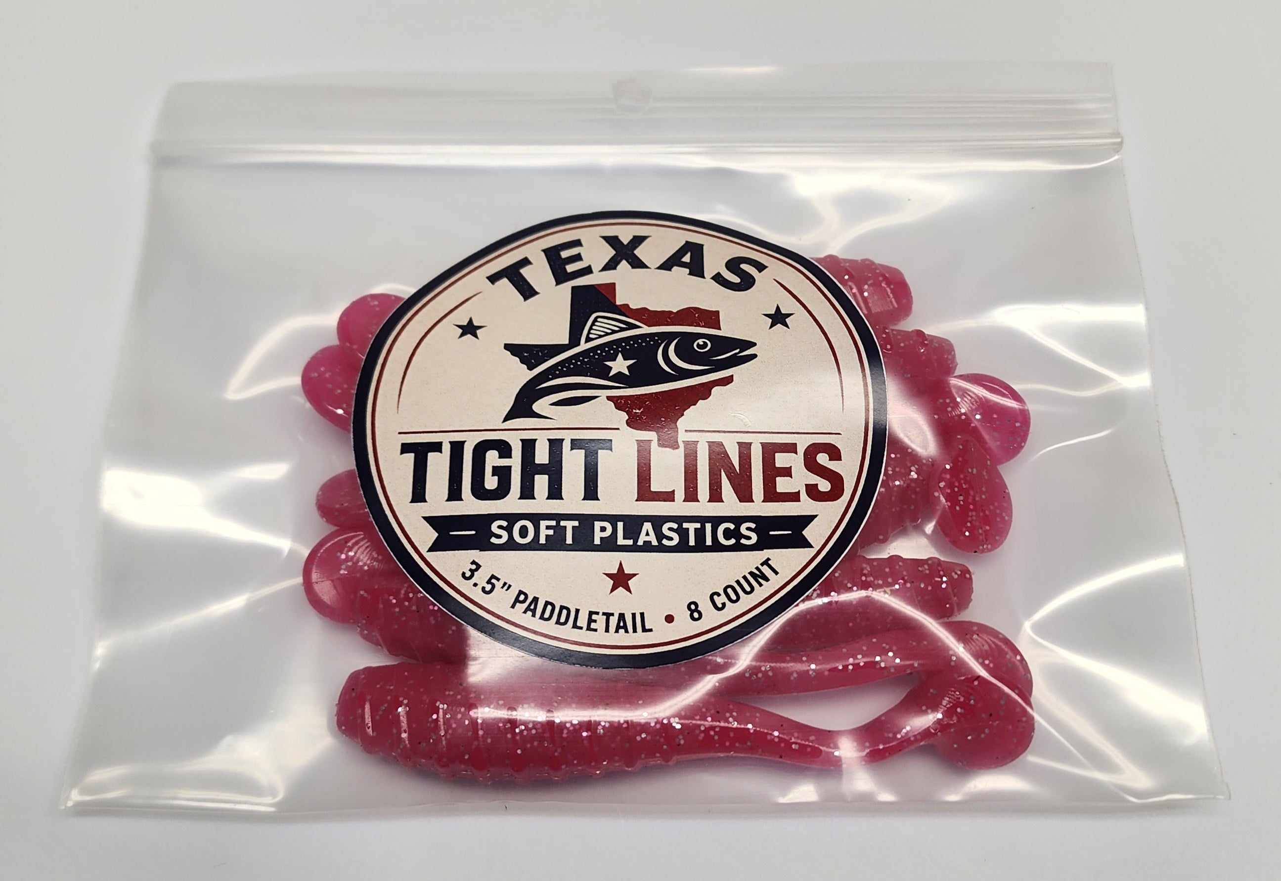 Texas Tight Lines Pink Lady 3.5" Paddletail – 8 Pack