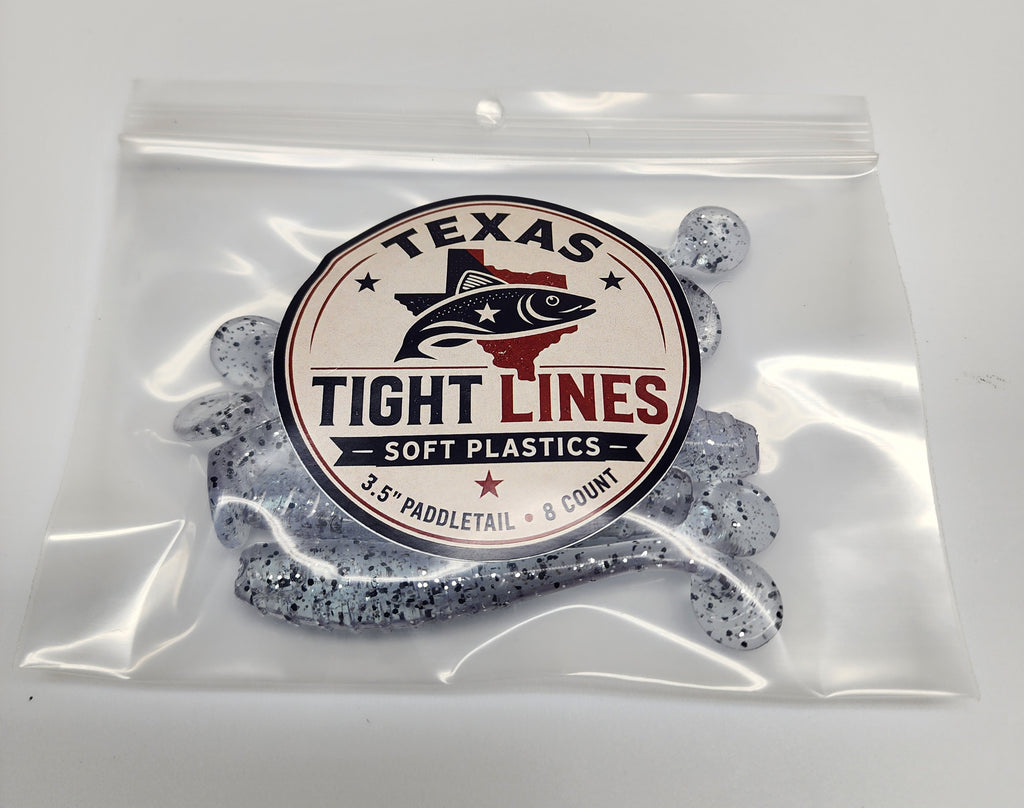 Texas Tight Lines Salt & Pepper 3.5" Paddletail – 8 Pack