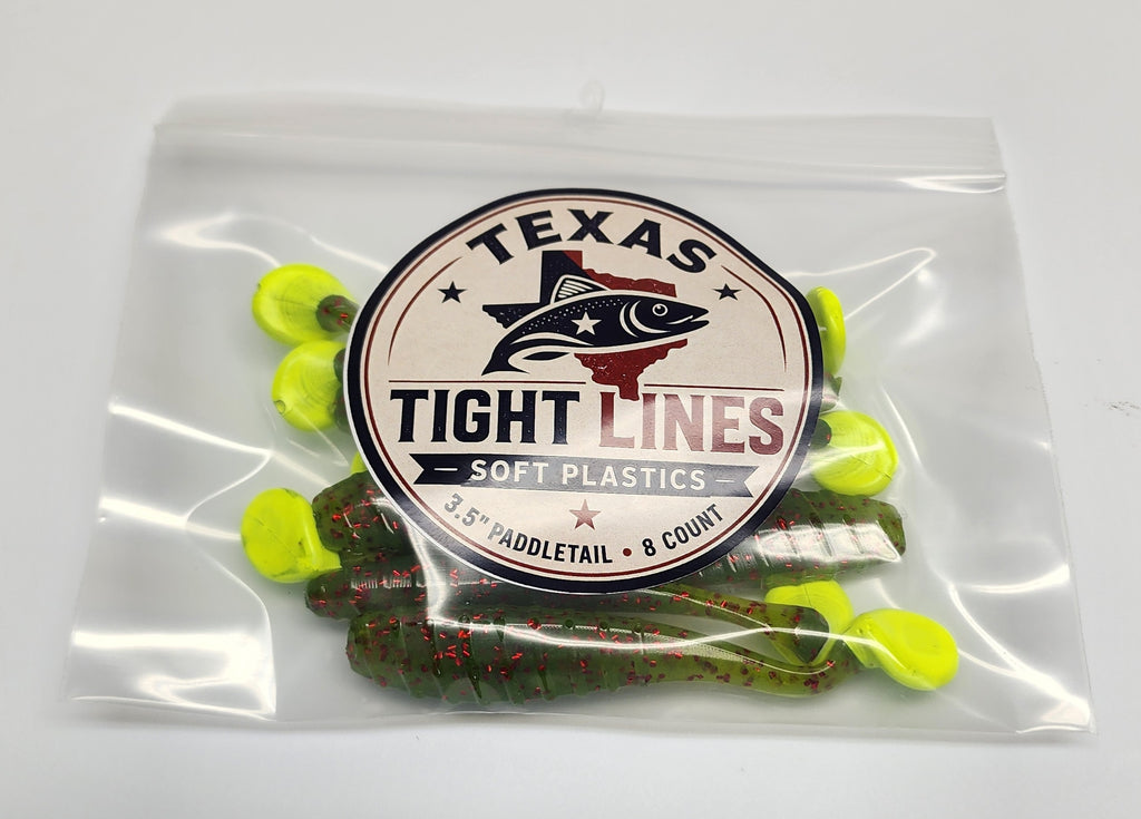 Texas Tight Lines Watermelon Slam 3.5" Paddletail – 8 Pack